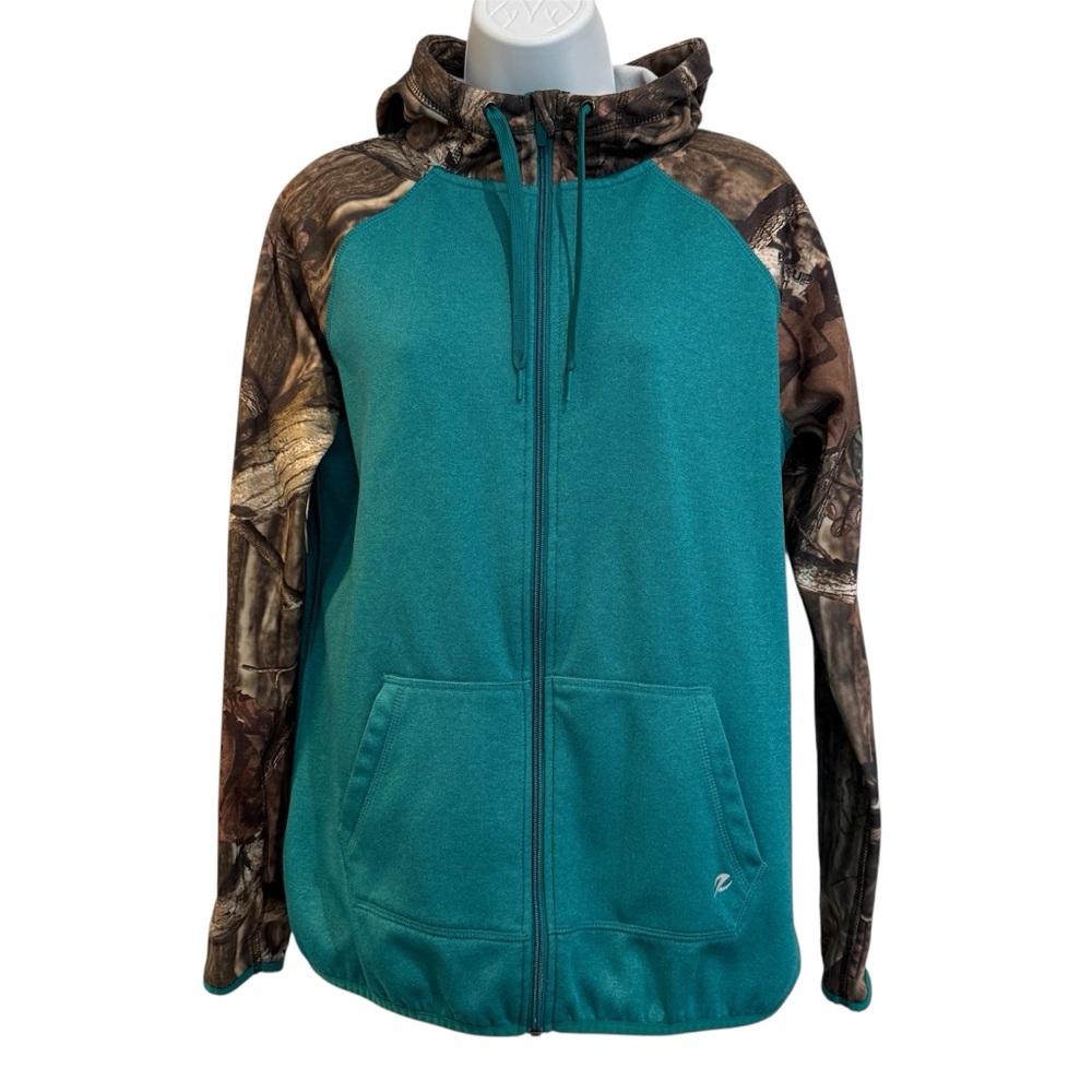 Energy Zone Break Up Infinity Camouflage Teal Full Zip Hoodie Women’s Medium